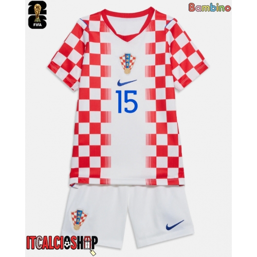 Croazia Mario Pasalic #15 Prima Maglia Bambino Mondiali 2026 Manica Corta (+ Pantaloni corti)